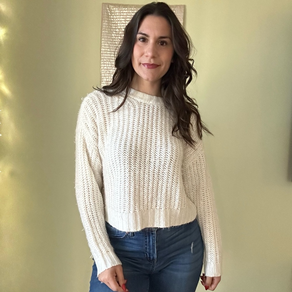 American Eagle Cream Cropped Sweater
